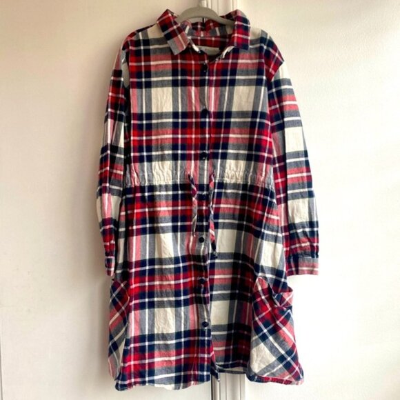 Other - plaid button up shirt dress girls size 8